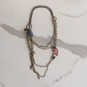 BETSEY JOHNSON Multi Row Charm Necklace